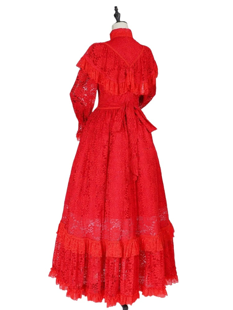 Lydia Deetz Bride Red Wedding Dress Cosplay Costume From Yinocosplay.com