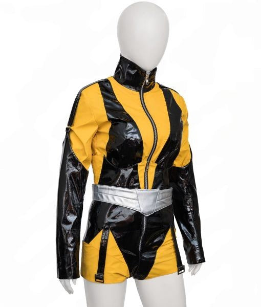 Silk Spectre Yellow Black Latex Jumpsuit Cosplay Costume