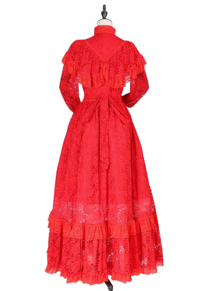 Lydia Deetz Bride Red Wedding Dress Cosplay Costume From Yinocosplay.com