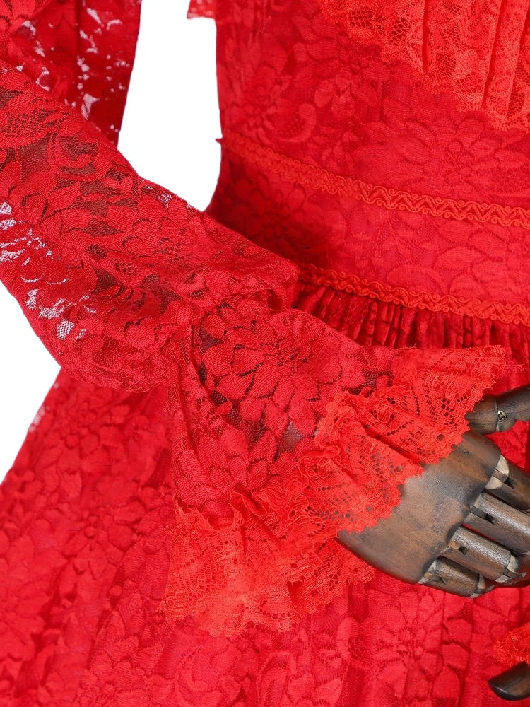 Lydia Deetz Bride Red Wedding Dress Cosplay Costume From Yinocosplay.com