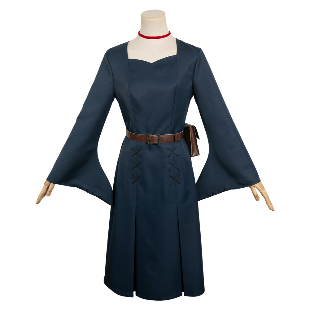 Delicious in Dungeon Marcille Women Dark Blue Dress Party Carnival Halloween Cosplay Costume From Yinocosplay.com
