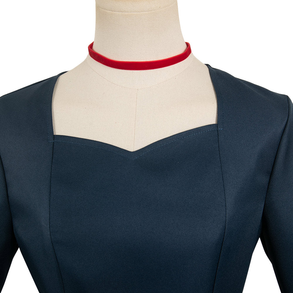 Delicious in Dungeon Marcille Women Dark Blue Dress Party Carnival Halloween Cosplay Costume From Yinocosplay.com