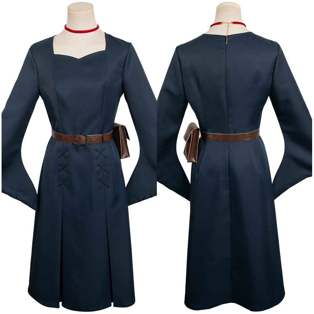 Delicious in Dungeon Marcille Women Dark Blue Dress Party Carnival Halloween Cosplay Costume From Yinocosplay.com