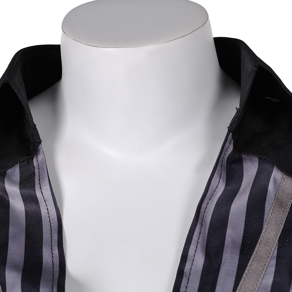FF VII Tifa Lockhart Women Black Striped Sunscreen Outfit Cosplay Costume From Yinocosplay.com