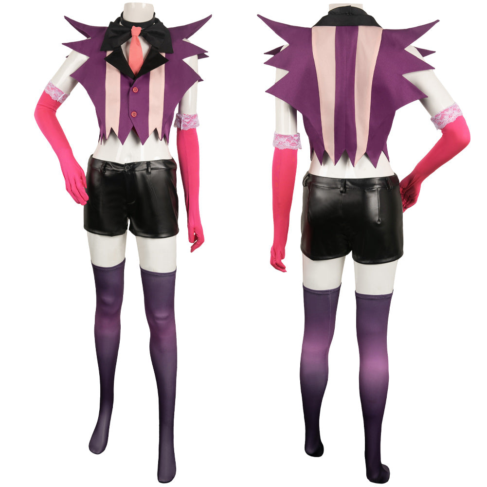 Angel Dust Women Purple Combat Suit Cosplay Costume From Yinocosplay.com