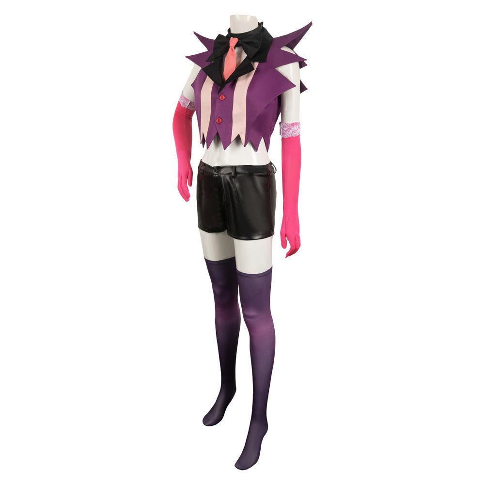 Angel Dust Women Purple Combat Suit Cosplay Costume From Yinocosplay.com
