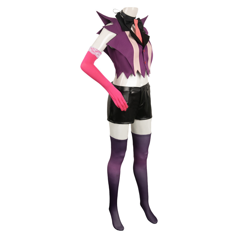 Angel Dust Women Purple Combat Suit Cosplay Costume From Yinocosplay.com