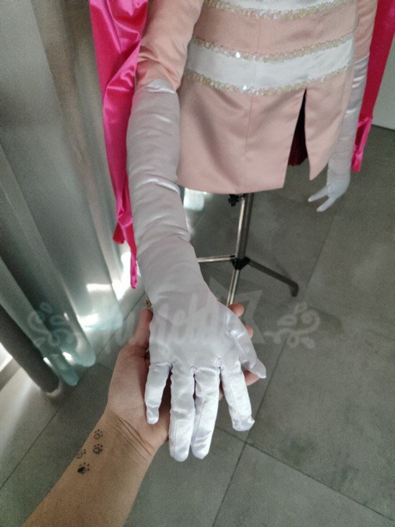 Angel Dust Pink White Dress Cosplay Outfit From Yinocosplay.com