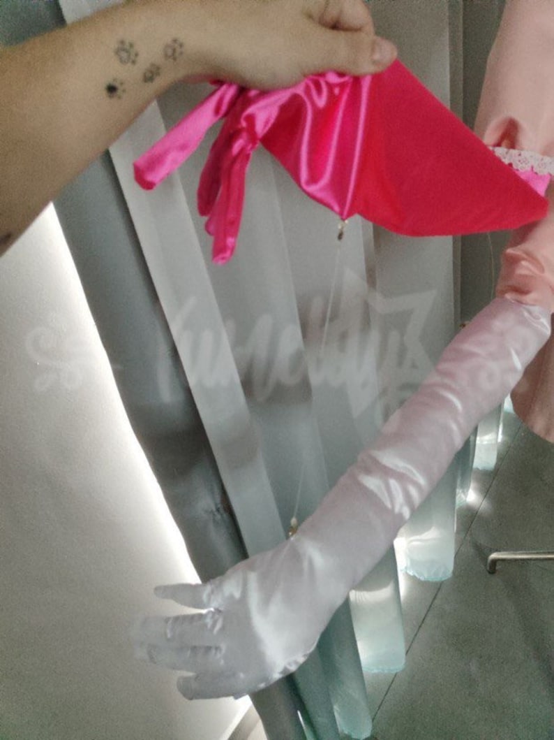 Angel Dust Pink White Dress Cosplay Outfit From Yinocosplay.com