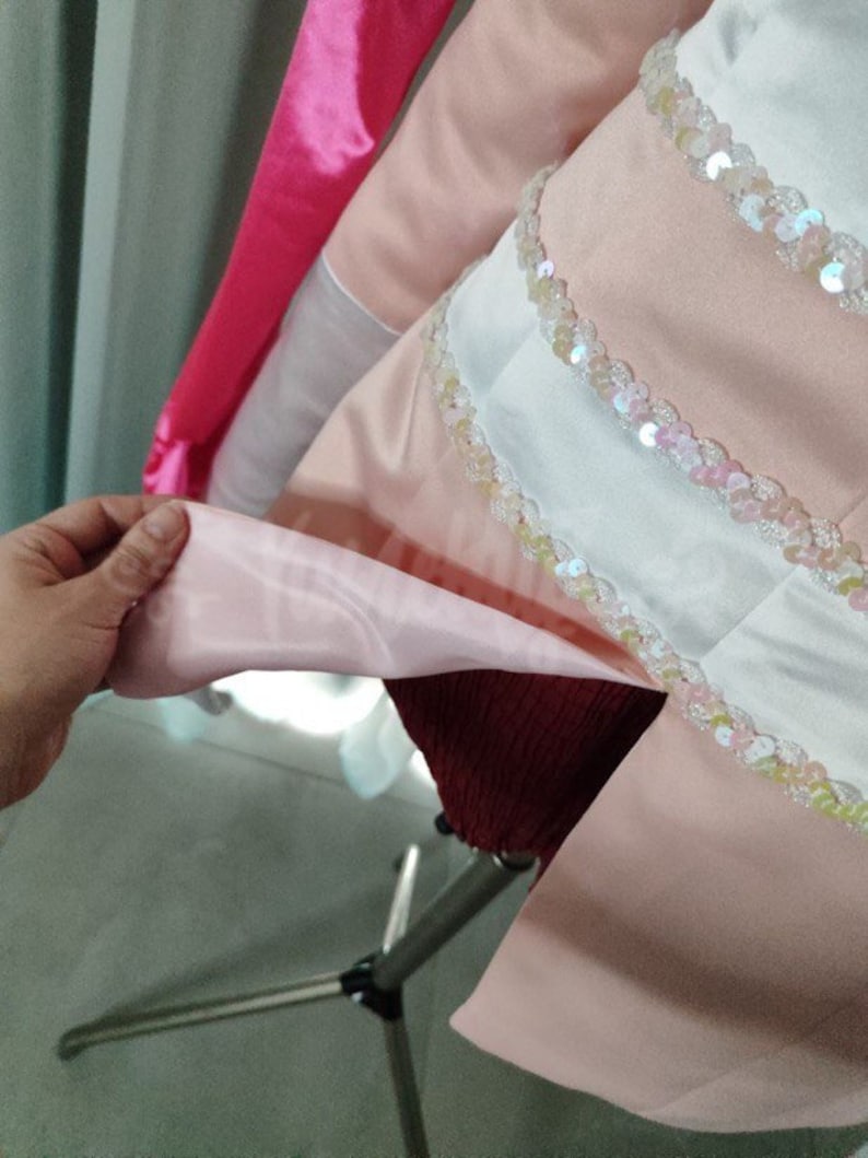 Angel Dust Pink White Dress Cosplay Outfit From Yinocosplay.com