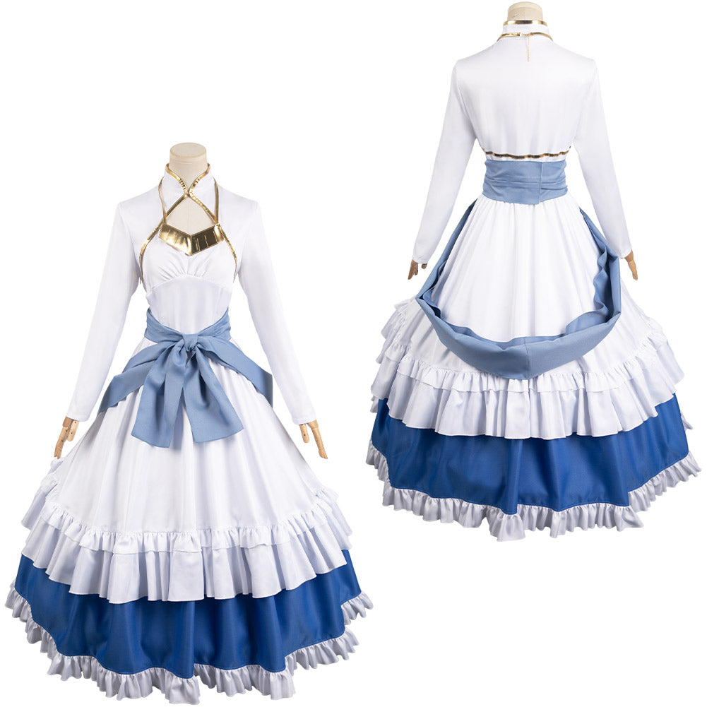Kono Subarashii Sekai ni Shukufuku wo! Iris Women White And Blue Dress Cosplay Costume From Yinocosplay.com