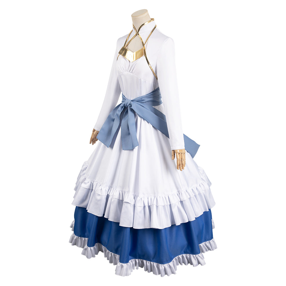 Kono Subarashii Sekai ni Shukufuku wo! Iris Women White And Blue Dress Cosplay Costume From Yinocosplay.com