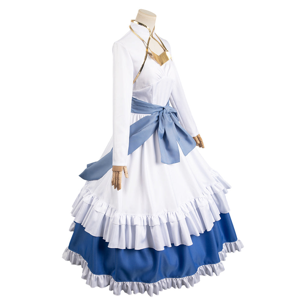 Kono Subarashii Sekai ni Shukufuku wo! Iris Women White And Blue Dress Cosplay Costume From Yinocosplay.com