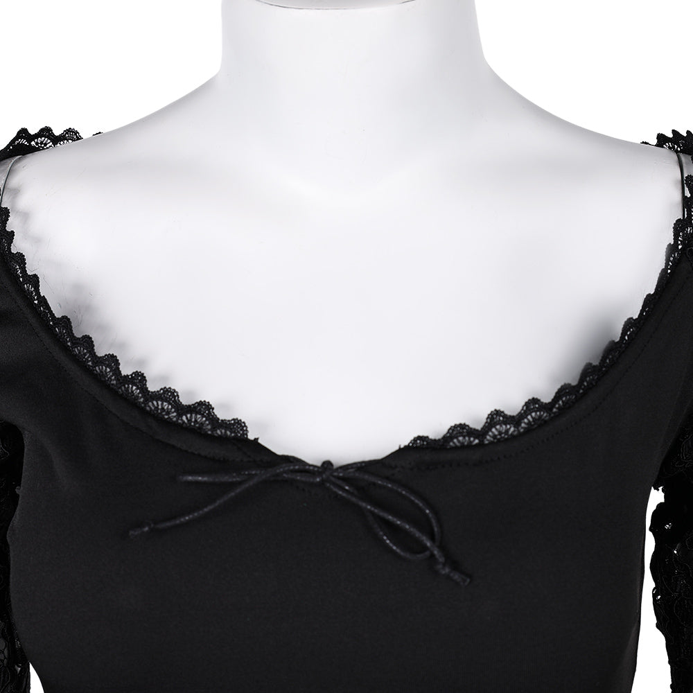 Misty Women Black Lace Long-sleeved Dress Cosplay Costume From Yinocosplay.com
