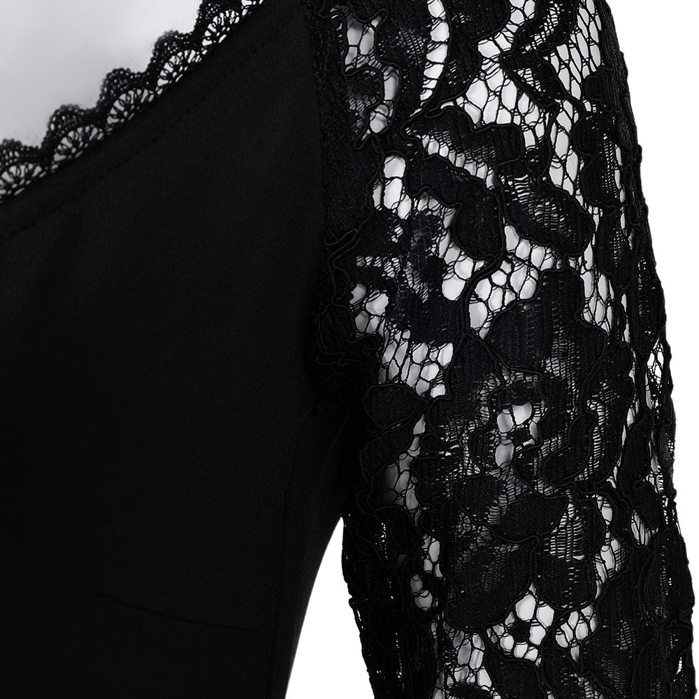 Misty Women Black Lace Long-sleeved Dress Cosplay Costume From Yinocosplay.com