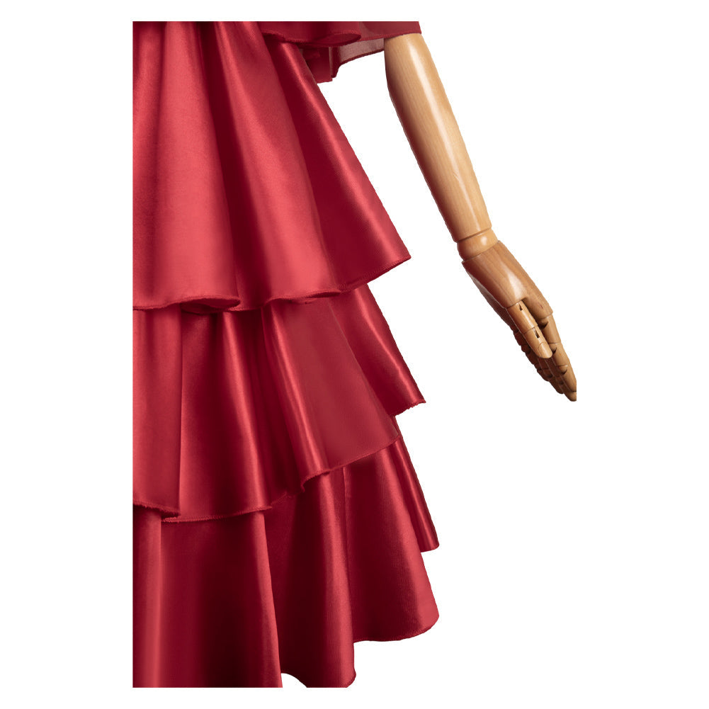 Sousou No Frieren Frieren Women Red Dress Party Carnival Halloween Cosplay Costume From Yinocosplay.com