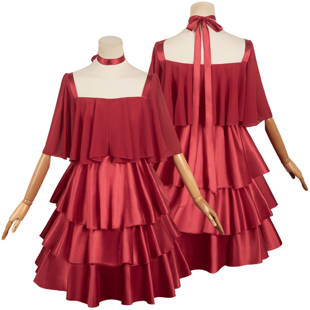Sousou No Frieren Frieren Women Red Dress Party Carnival Halloween Cosplay Costume From Yinocosplay.com