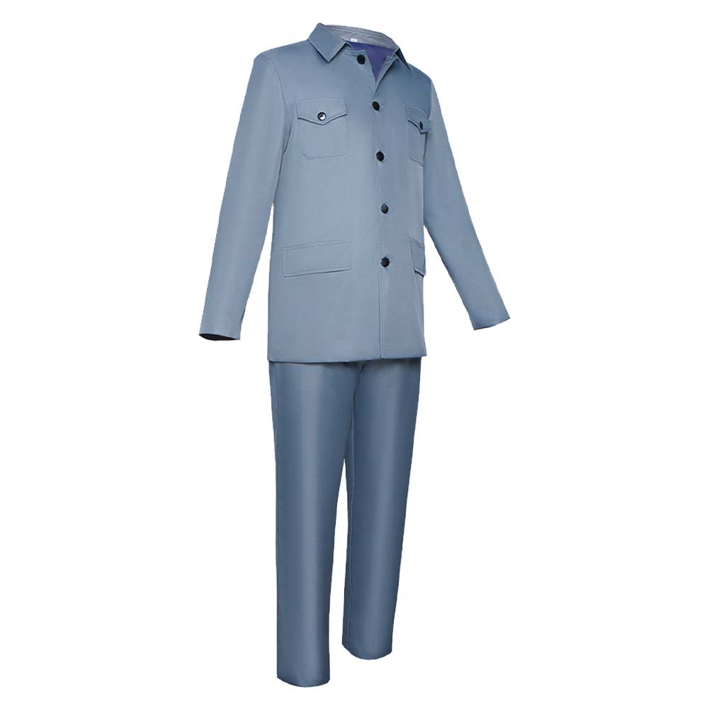 The Boy and the Heron Mahito Maki Blue Top Pants Set Party Carnival Halloween Cosplay Costume From Yinocosplay.com