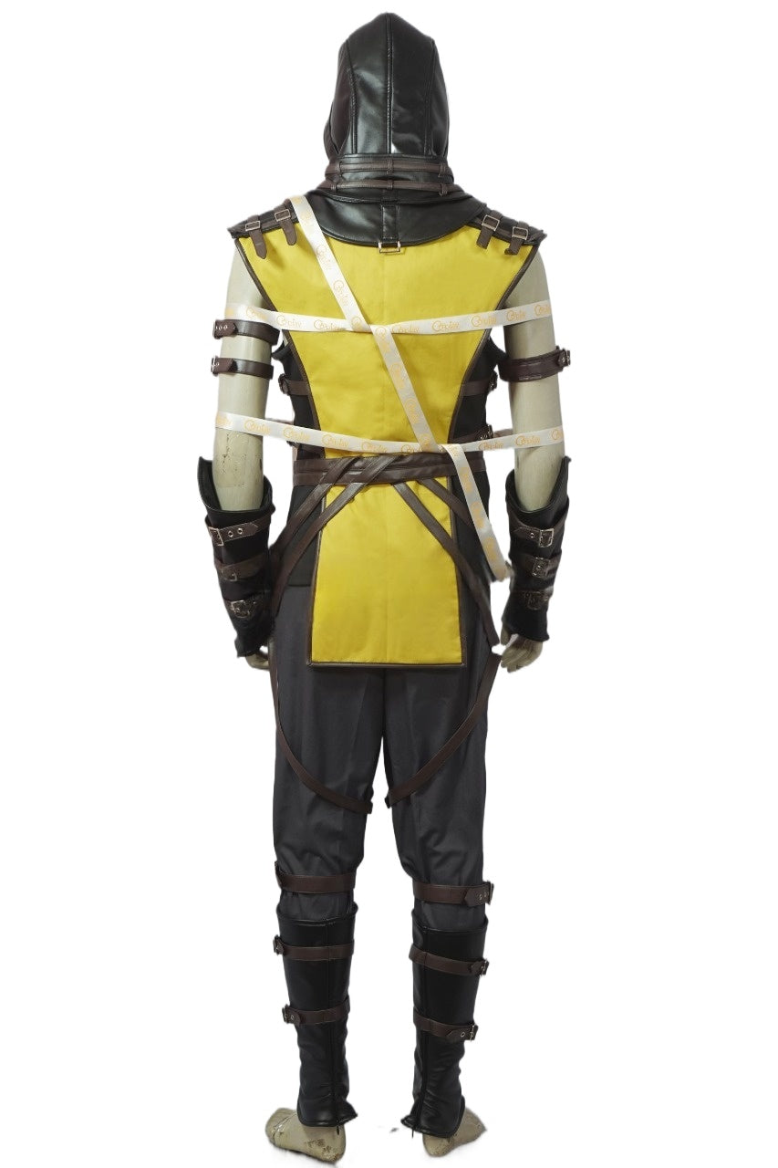 Scorpion Yellow and Black Ninja Warrior Cosplay Costume From Yinocosplay.com