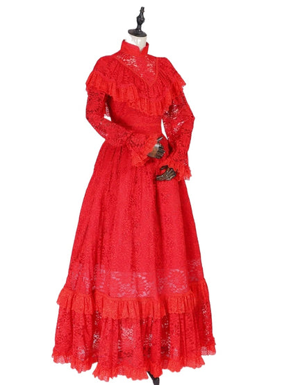 Lydia Deetz Bride Red Wedding Dress Cosplay Costume From Yinocosplay.com