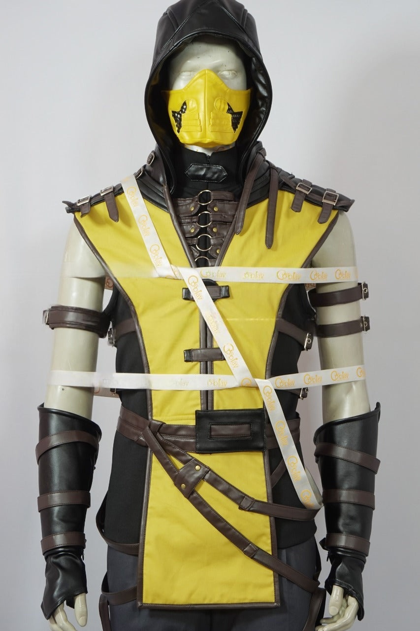Scorpion Yellow and Black Ninja Warrior Cosplay Costume From Yinocosplay.com
