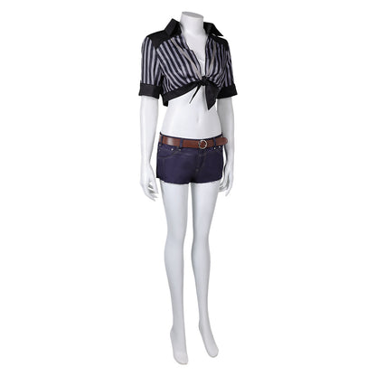 FF VII Tifa Lockhart Women Black Striped Sunscreen Outfit Cosplay Costume From Yinocosplay.com