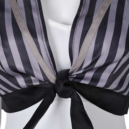 FF VII Tifa Lockhart Women Black Striped Sunscreen Outfit Cosplay Costume From Yinocosplay.com