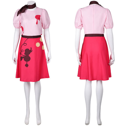 Hazbin Hotel Niffty Women Pink Printed Dress Party Carnival Halloween Cosplay Costume From Yinocosplay.com