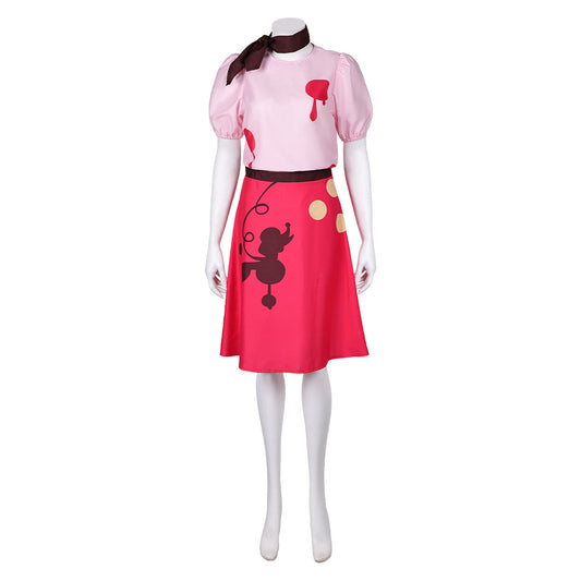 Hazbin Hotel Niffty Women Pink Printed Dress Party Carnival Halloween Cosplay Costume From Yinocosplay.com
