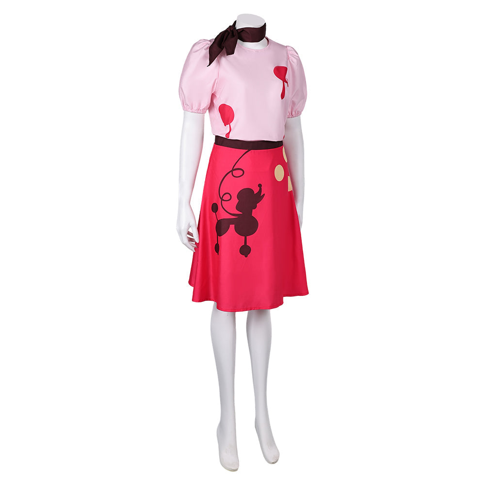 Hazbin Hotel Niffty Women Pink Printed Dress Party Carnival Halloween Cosplay Costume From Yinocosplay.com