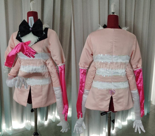 Angel Dust Pink White Dress Cosplay Outfit From Yinocosplay.com