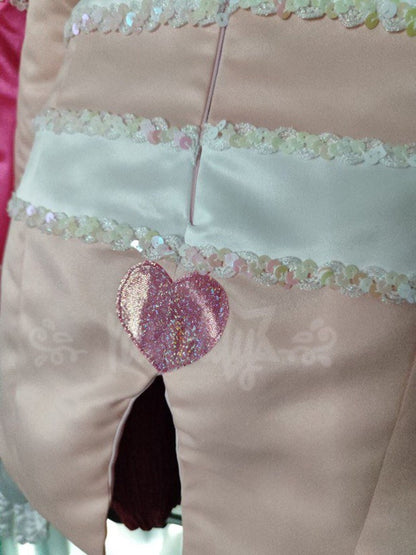 Angel Dust Pink White Dress Cosplay Outfit From Yinocosplay.com