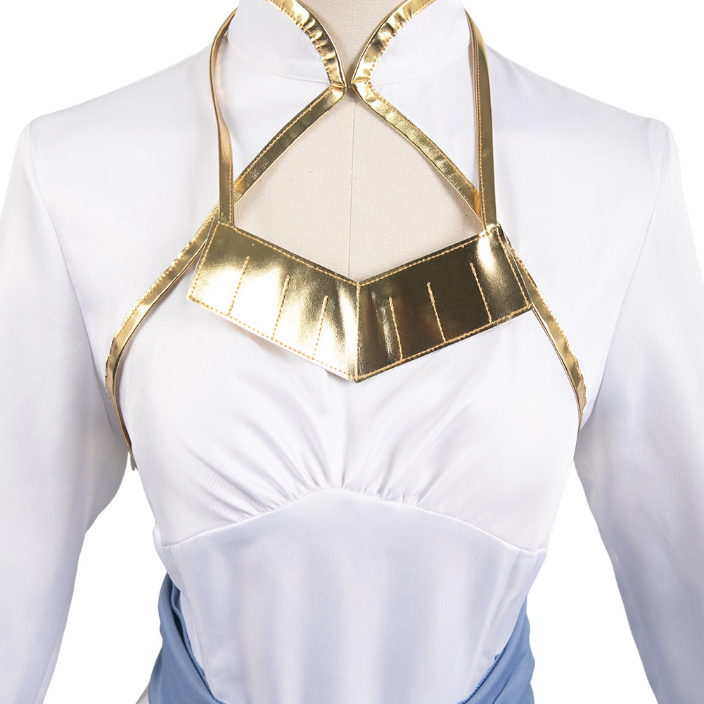 Kono Subarashii Sekai ni Shukufuku wo! Iris Women White And Blue Dress Cosplay Costume From Yinocosplay.com