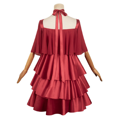 Sousou No Frieren Frieren Women Red Dress Party Carnival Halloween Cosplay Costume From Yinocosplay.com