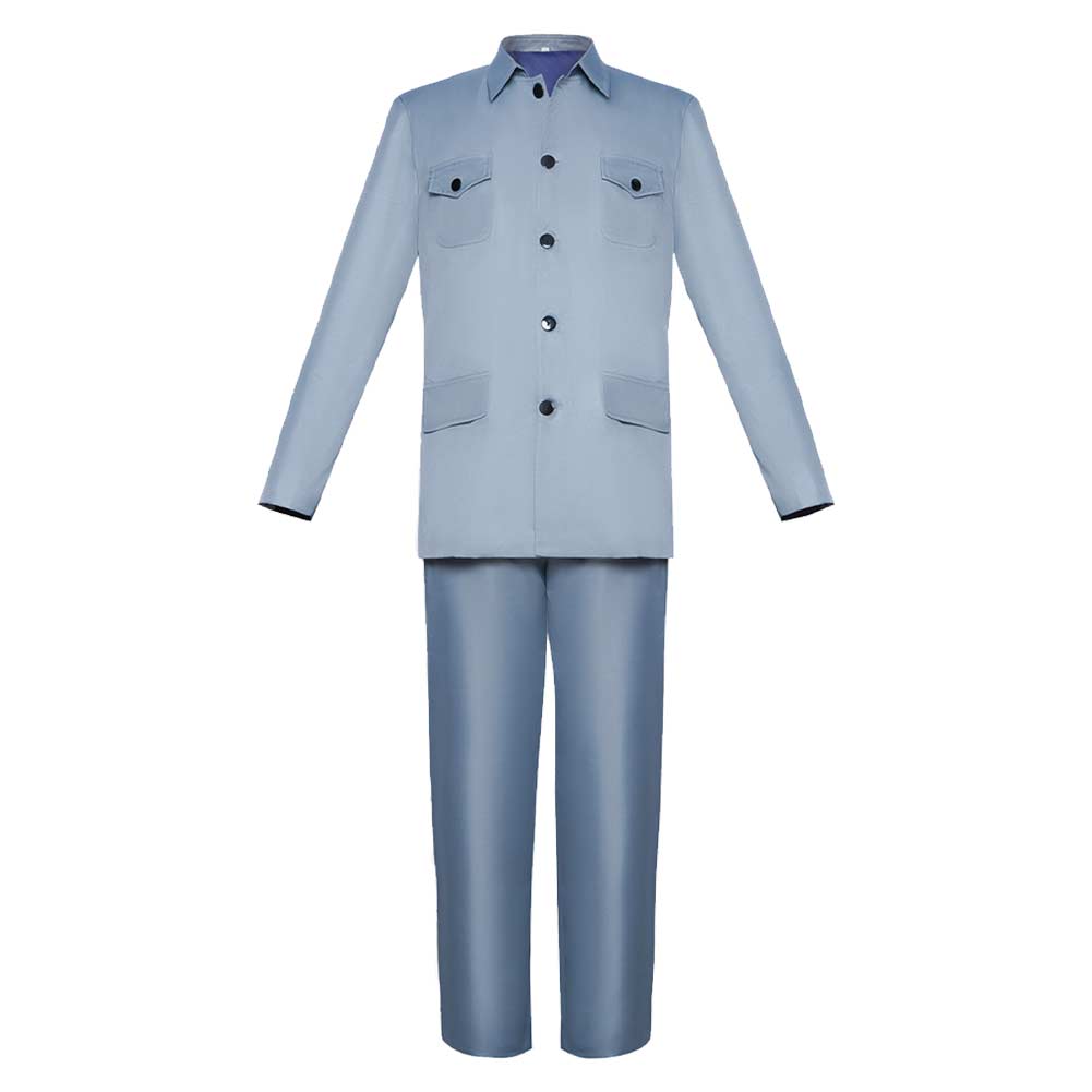 The Boy and the Heron Mahito Maki Blue Top Pants Set Party Carnival Halloween Cosplay Costume From Yinocosplay.com