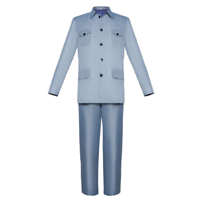 The Boy and the Heron Mahito Maki Blue Top Pants Set Party Carnival Halloween Cosplay Costume From Yinocosplay.com
