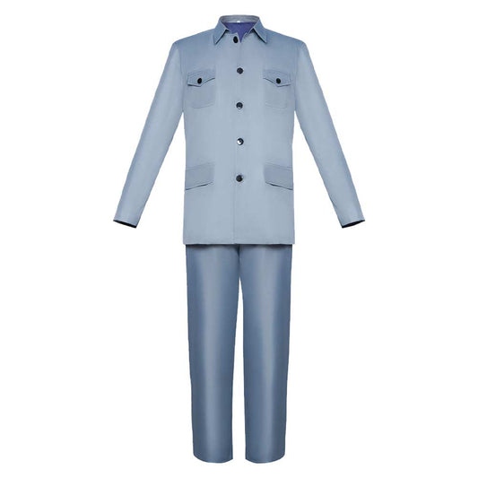 The Boy and the Heron Mahito Maki Blue Top Pants Set Party Carnival Halloween Cosplay Costume From Yinocosplay.com